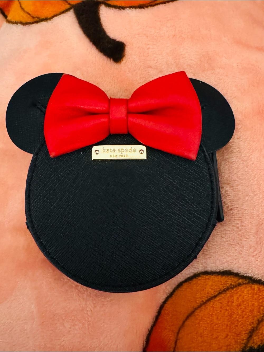 Kate Spade Black Coin Purse with Red Bow Minnie Ears Shape